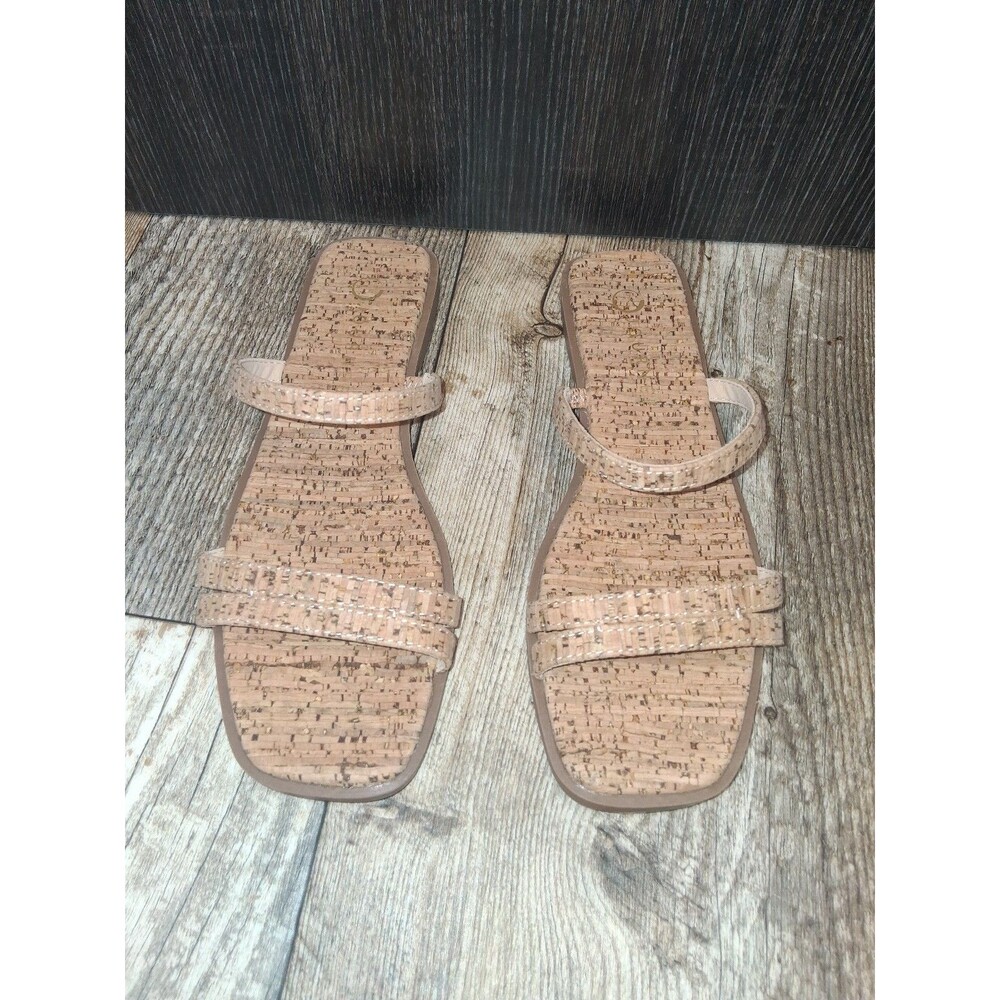 NEW! Women's Journee Collection Brisa Multi Strap Slide Sandal, Cork Size 6.5 - Picture 2 of 9